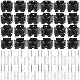 TAICHEUT 24 Pack Black Wall Hooks for Garage Storage, Heavy-Duty Stainless Steel Tool Organizer with Mounting Hardware, Space-Saving Mop & Broom Holder for Kitchen Bathroom Workshop