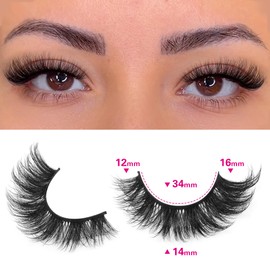 TNFVLONEINS Wispy Lashes Natural Look Fluffy Eye Lashes Mink 10 Pairs False Eyelashes Pack 4D Volume Strip Fake Eyelashes Like Lash Extension(12-16mm)