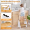 Toddler Step Stool, Wooden Height-Adjustable 2 Step Stool for Kids,