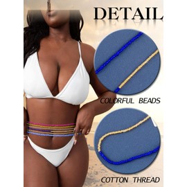 ELABEST 50inch Plus Size African Waist Beads Belly Non-Stretching Tie-on Bead Jewelry Accessories for Women and Girls (#23)