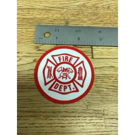 Fire Dept Helmet Decal 2.5” Round Red / Silver New B-7