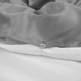 Brentfords Double Duvet Set, Ultra Soft Warm Luxurious Plain Dyed Reversible Quilt Duvet Cover Microfibre Double Bedding Set with 2 Pillowcases, Grey/White