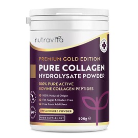 Nutravita Collagen Powder 500g - Premium Gold Standard Bovine- 50 Servings - Collagen Peptides Supplement with 8 Essential Amino Acids - Made in The UK by Nutravita