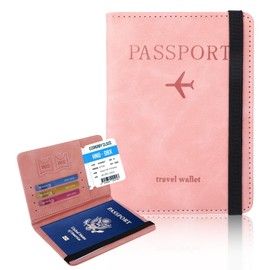 Passport Case, Passport Cover with RFID Blocker, Passport Case, Passport Wallet for Men and Women, Passport Credit Cards, ID and Travel Documents, pink, S, Modern