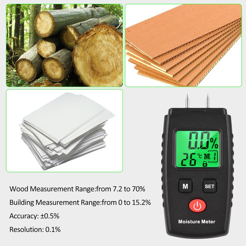 Mini Digital Wood Moisture Meter, Moisture Reader for Firewood, Small