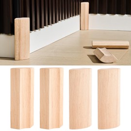 ReliThick 4 Pcs 5.5 x 3/4 Rounded Outside Bullnose Corner Non-Sticky Baseboard Molding and Trim Block Pine Baseboard Molding Trim Fits Standard for 3/4 Rounded Bullnose Corners