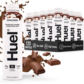 Huel Ready-to-Drink | Chocolate Meal Replacement Drink | High Protein Drink | Nutritionally Complete, Low Sugar, High Fiber, Plant Based, Vegan, Healthy | 20g Protein Per Bottle | 16.9 Fl Oz (12 Pack)