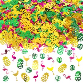 HOWAF Hawaiian Party Decorations Confetti, Hawaiian Confetti Hawaii Confetti Flamingo Pineapple Palm Leaves Confetti Tropical Party Confetti for Luau Party Table Decoration Hawaii Party Decorations