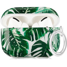 Airpods Pro 2nd/1st Generation Case with Cleaner Pen - YOMPLOW Hawaii Palm Leaf Protective Hard Case Cover Women Girls with Keychain 2023/2022/2019 - Palm Leaf