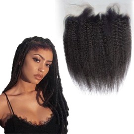 Nicewig 13x4 HD Lace Front Closure Kinky Straight Human Hair Lace Closure 12inch,Invisible SKINLIKE Lace Full Lace Frontal New Upgrade Pre Plucked Natural Hairline with Baby Hair