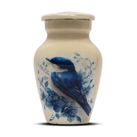 Small Urns for Human Ashes Keepsake Blue Bird White
