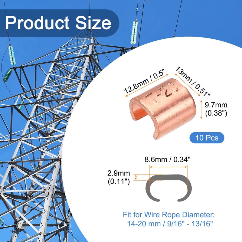 sourcing map U-Shaped Copper Crimping Terminal Connector 9/16" - 13/16"(14-20mm)