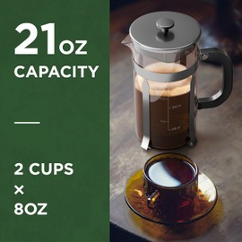 French Press Coffee Maker, 21 Ounce, Stainless Steel, Cold Brew Heat Resistant Borosilicate Glass Espresso Coffee & Tea Maker with 4 Filter