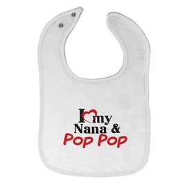 Toddler & Baby Bibs Burp Cloths Love I Love My Nana & Pop Grandpa Grandma Cotton Baby Items for Baby Girl & Boy White Design Only