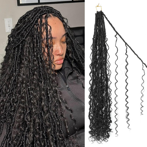 Goddess Locs Crochet Hair 30inch 9 Packs 1B# Boho Faux