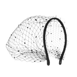 Black Veil Mesh Veil Headband Traditional Vintage Inspired Birdcage Viel Spanish Style Lace 1920s Headpiece for Women Feather Funeral Veils Hat Tea Party Derby Headband