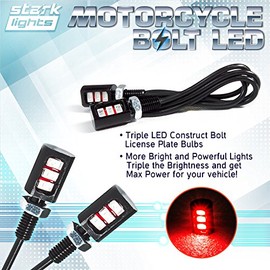Car/Motorcycle License LED Bolt Screw - Triple Row SMD - High Power License Plate LED Light - Red