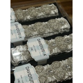 Davud Tutera Bridal Colllection 4 White - Wedding Garter Belts - Rhinestone, Satin, Pearls, Seed Beads- 4 Pack