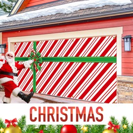 HunnmingRe Christmas Garage Door Banner Decoration Magnetic Garage Door Covers Large Christmas Backdrop Decorations for Indoor Outdoor Xmas Party(16 x 7ft,Xmas Candy)