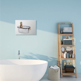 Stupell Industries Meerkat Bubble Bath Vintage White Tin Tub, Design by Jennifer Redstreake Canvas Wall Art, 16 x 20