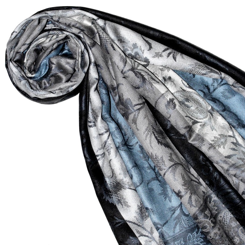 Lorenzo Cana Luxury Pashmina Scarf Jacquard Woven 100% Silk Paisley