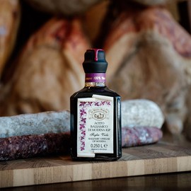 La Vecchia Dispensa - Balsamic Vinegar of Modena IGP | Violet Label - Unique Blend of Balsamics Aged 5 - 15 Years | One 8.45 Fl Oz (250ml) Glass Bottle with Wax Sealed Cork | GMO-Free | Imported from Italy