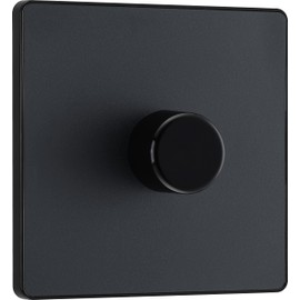 BG Electrical Intelligent Single Wall Dimmer Switch, 2 Way, Screwless Front Plate, Evolve, Matt Grey, 200W, PCDMG81B