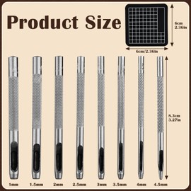 8 Pcs Leather Hole Punch Cutter 1mm-4.5mm Hollow Punch Set for Leather Crafting Round Hollow Tools for Watch Bands Belts Canvas Paper Rubber Soft Material Working