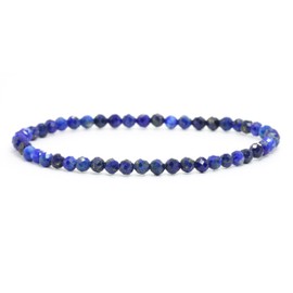 LAKADA Genuine Gemstone Bracelet with Faceted 4 mm Beads Healing Stone Protective Stone Bracelet Lucky Charm Talisman Gift, Gemstone, Faceted gemstone