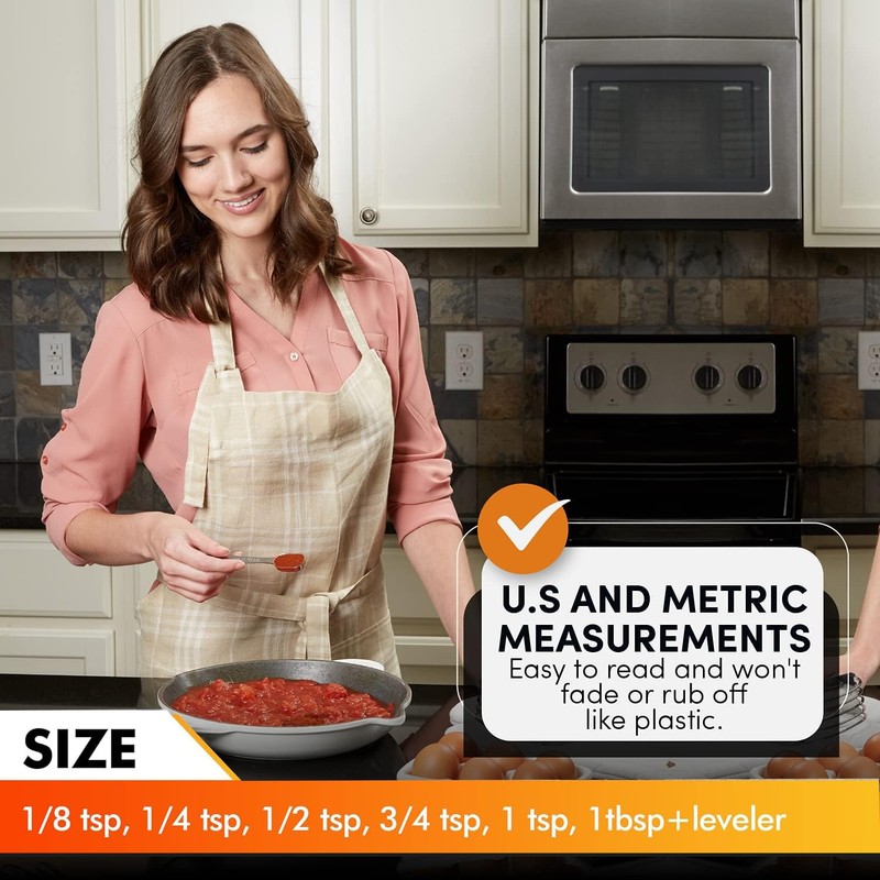 Jeyssui Measuring Cup and Spoon Set, Including 7 Stainless Steel