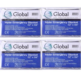 Mylar Survival Blankets - 4 Pack - Fire Blanket for Safety, Thermal Covers for Trekking, Marathons, Emergency Kits - Weatherproof, Reflective & Windproof