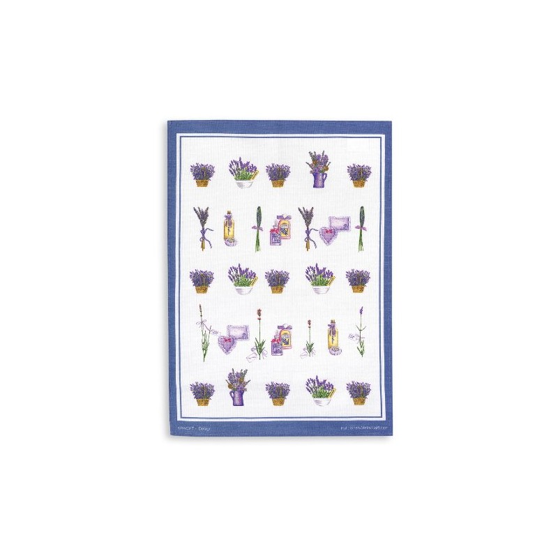 Kracht Halbleinen Geschirrtuch, Druckmotiv Lavendelkörbe, Format 50x70 cm