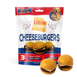 Ultra Chewy Cheeseburgers: Long-Lasting Treats Made in USA for Large and Small Breeds, Highly Digestible, Made with Real Chicken (3 Pack)