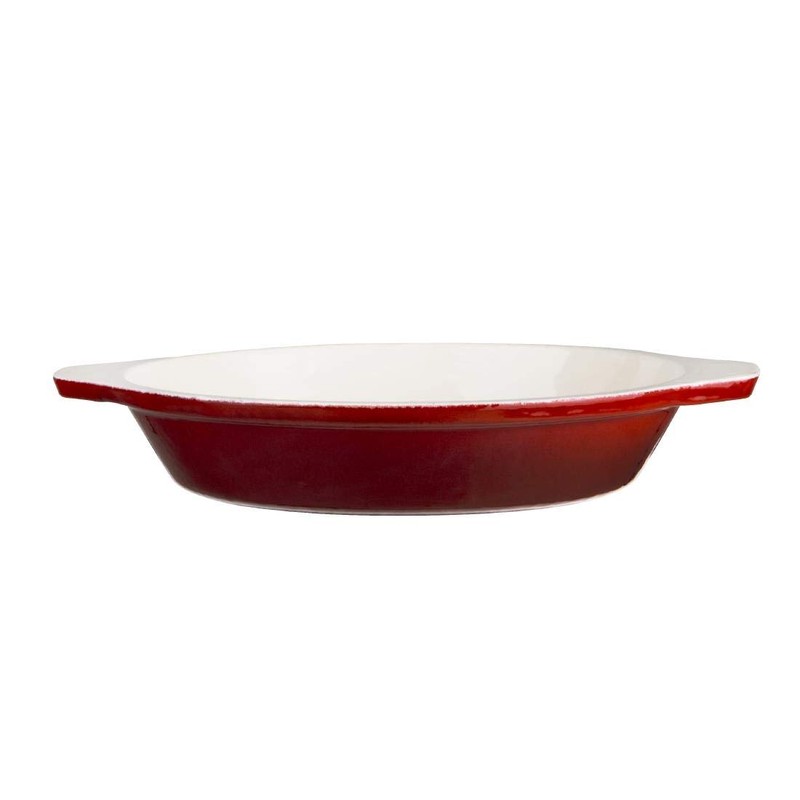 Vogue GH315 Round Red Cast Iron Gratin Dish 400ml Baking