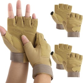 Teenyyou 2 Pairs Fingerless Color Guard Gloves Fingerless Colorguard Gloves for Color Guard Flag and Pole(Tan,Small)