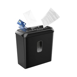 Trituradora de papel, 6 hojas, corte cruzado, nivel de seguridad P4, trituradora con papelera de 11 L, tarjeta de créditoCD, protección contra...     