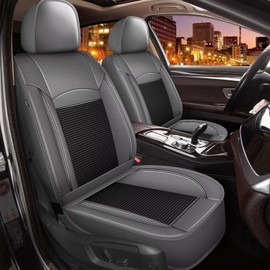 DISUTOGO Seat Covers Fit for Kia Sorento 2007-2025: Car Seat Covers Full Set 5 Seats Leather Ice Silk Breathable Waterproof Automotive Seat Cushion Protector (Black & Grey)