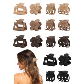 Unbednigt 16 PCS Small Hair Clips for Women & Girls, Durable Matte Claw Clips for Thin Hair, Strong Hold Nonslip Medium Hair Claw Clips Cute Hair Accessories with Multi Color Holiday Gifts