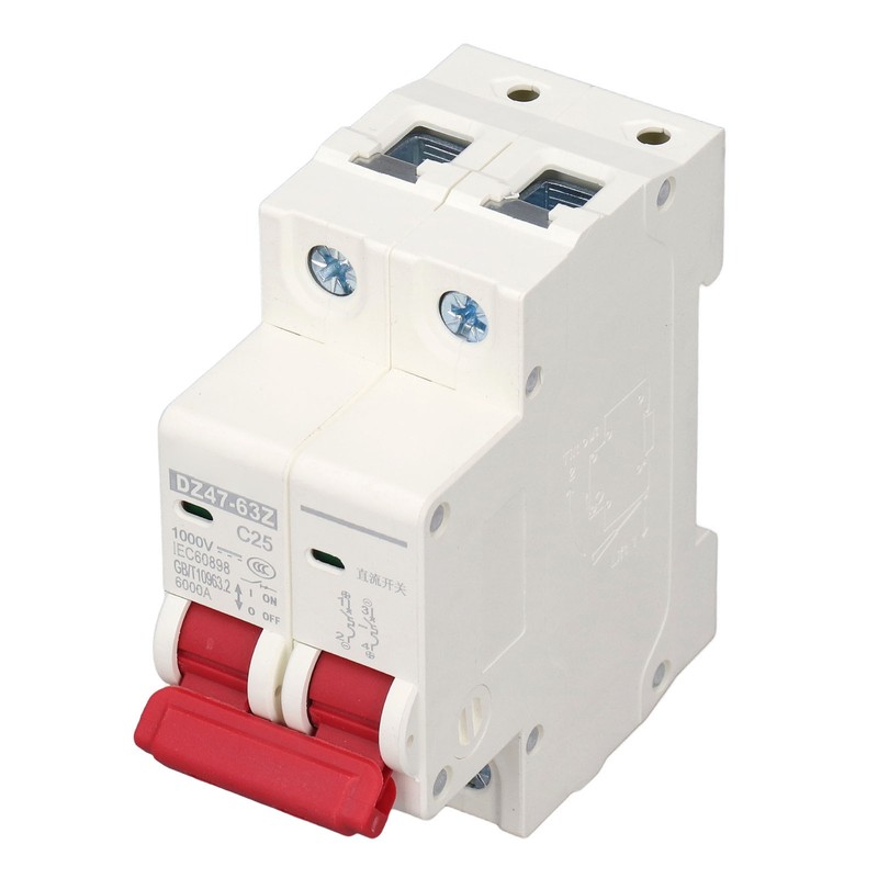Circuit Breaker 2P DC 1000V MCB 25A DIN Rail Mount