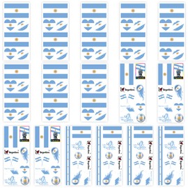 16 pezzi di calcio per Coppa del Mondo Tatuaggi temporanei 2026, bandiera nazionale argentina, tatuaggi da calcio, impermeabili, per gli appassionati della squadra nazionale argentina di calcio