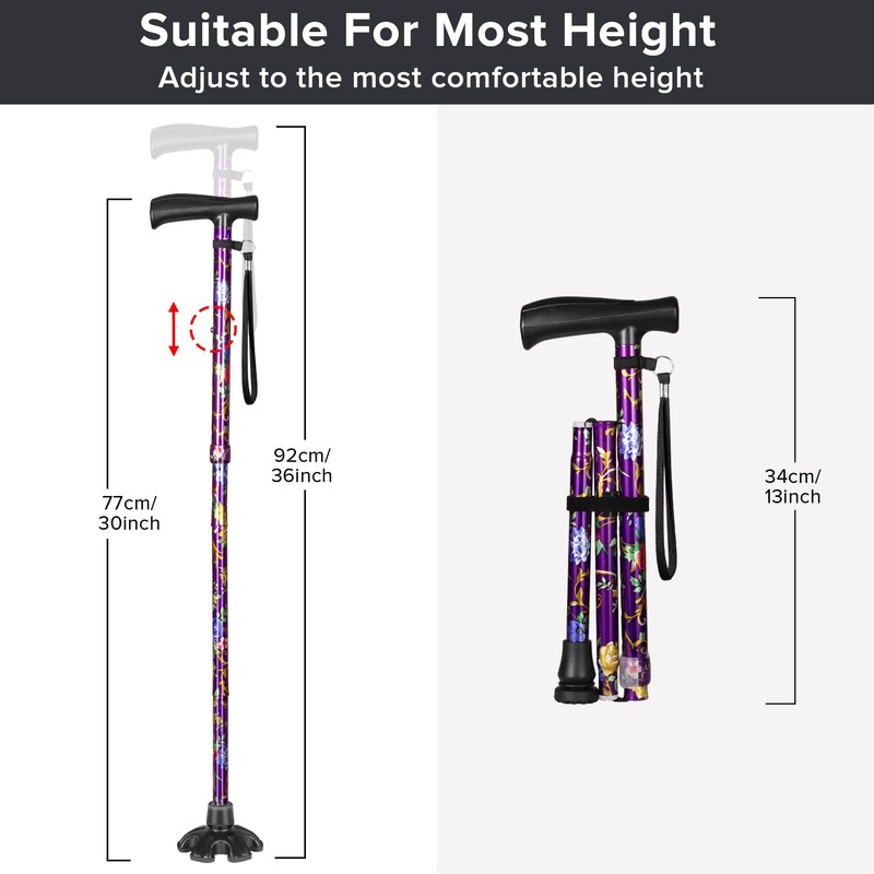 YOKABOZE Walking Cane for Women & Men, Folding Cane Lightweight