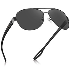 CARFIA Retro Polarised Unisex Sunglasses UV400 Protection Outdoor Driving Sports Glasses, Frame: black; lenses: black