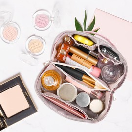 Kytpyi Kosmetiktasche Reise, Kulturtasche Damen, wasserdichte PU Leder Schminktasche mit mit Griff Fächer, Doppellagiger Eleganter Kulturbeutel Damen für Alltagsleben Reise Camping (Grün)