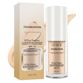 Matte Liquid Foundation, SPF 15 Full Day Flawless Concealer Foundation Make-Up, Natural Moisturising Foundation, Colour Correct, Flawless, Waterproof Long-Lasting Make Up (30 g)