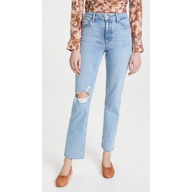 PAIGE Women's Stella Seam Belt Loops high Rise Straight Leg 29" Inseam in Gnarly Destructed, 25