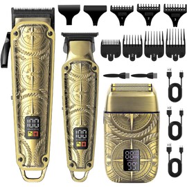 Hatteker Professional 3 in 1 Hair Trimmer - Beard Trimmer & Electric Shaver - Cordless Men's Grooming Set with LCD Display