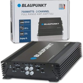 Blaupunkt AMP-7502PRO 750W 2-Channel Amplifier Class AB - Compact Slim Design, Full Range, Crossover, Gain Adjustable