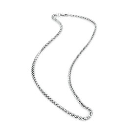 Stainless Steel Wheat Chain 50-90 cm, Men's Necklace Without Pendant Silver Men's Stainless Steel Chains Wide 3/4 mm Hip Hop Metal Chains Punk, stainless steel, No cubic zirconia