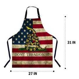 Xuwenz Don't Tread On Me American Us Flag Retro Apron Adjustable Neck Bib Apron for Men Women,Suitable for Kitchen Cooking Waitress Chef Apron