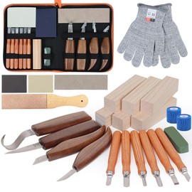 Fohil 33-IN-1 Wood Carving Kits with Detail Carving Knife, Whittling Knife, Wood Carving Tools for Adults Beginners, Whittling Kit with 6pcs Woods Block, DIY Gift for Adults